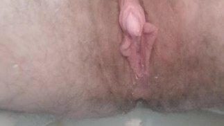 Piss with a little tdick (clit) jerking off
