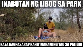 Bahala na kahit maraming tao basta magpasarap tayo - Pinay in public park