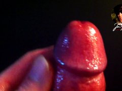 Close-up POV on glans penis while jerking off on the edge of orgasm until cumming