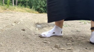 Dirty socks, outdoor, barefoot