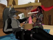Preview 1 of The lady of the snakes woke up the one-eyed pitan of the furry wolf and tamed him with her pussy