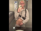 Twink cumming  at public toilets in tracksuit