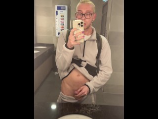 Twink Cumming at Public Toilets in Tracksuit