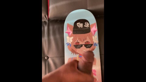 Cumming on my femboy skateboard