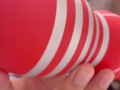 【個人撮影】素人カップル 高速手コキオナホでお手伝いしたよ♡ 初オナホ体験 日本人 Japanese Hentai Amateur Couple Handjob Onahole