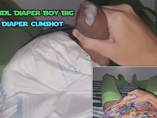 huge cumshot, abdl diaper, big cock, diaper cum