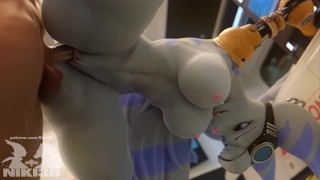Klinknagel van Ratchet & Clank neukt grote lul met haar dijen en poesje