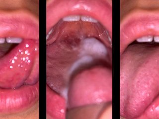 cum on tongue, amateur, cum in throat, vertical video