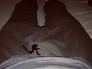 Preview 1 of Real teacher wetting her joggers  in bed