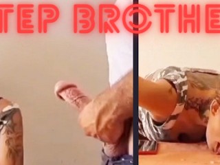 My Stepbrother Jerks off in Front of me and I Lick up all the Cum