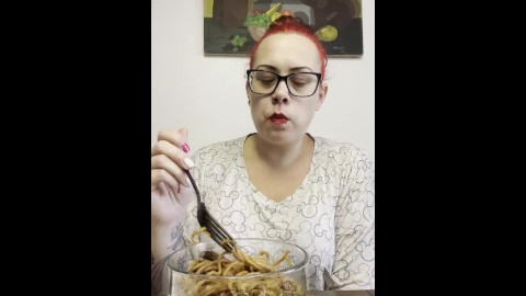 BBW stepmom MILF foodie eats lunch with tits out your POV