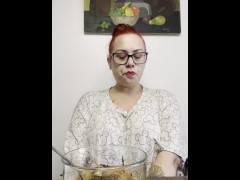 BBW stepmom MILF foodie eats lunch with tits out your POV