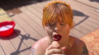 Brat is tamed into submission by daddy who makes her suck and fuck his big dick and then he cums
