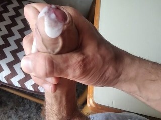 He Gets his Cock out at his Friend's House, he Masturbates in Front of the Window and Cums