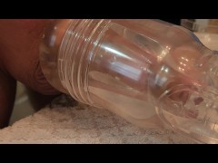 Clear Fleshlite masturbation with creampie