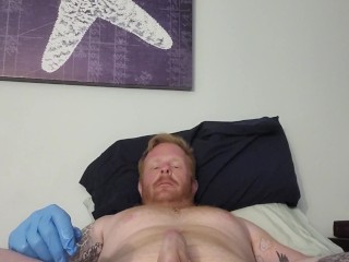 Thick Cock, Edging myself to Porn with Latex Glove