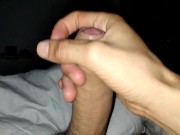 Preview 1 of Horny Man Masturbates His Wet Big Cock in Bed and Cums with Closed Foreskin