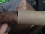 Toilet Paper Roll Test Got Stuck On My Cock!