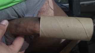 Toilet Paper Roll Test Got Stuck On My Cock!