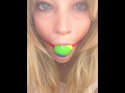 Preview 4 of RoxannaRedfoot Candy Ball Gag in Shower