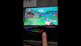 Bouncing cock whilst playing game