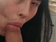 Preview 2 of Black-haired white girl eats a big cock