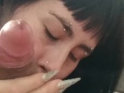 Preview 5 of Black-haired white girl eats a big cock