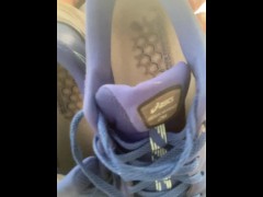 Mommy take off shoes after sport front of your face
