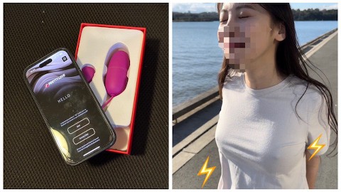 Een vibrator op afstand spelen tijdens onze date, het ondeugende schattige gezicht windt me op. Ik creampie haar thuis