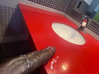 Jerking off my Big Dick in a College Campus Retsroom & Stair well