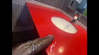 Jerking Off My Big Dick In A College Campus Retsroom & Stair Well
