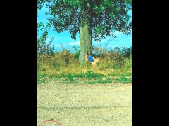 Real Amateur Babe gets horny and masturbates while cycling and waiting 4 a lesbian girlfriend TEASER