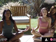 Preview 3 of ALL GIRL MASSAGE - Meditation Class Turn Into Steamy Sex With Cute Chanell Heart And Sabina Rouge