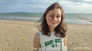 Hooking Up At The Beach - Cutie Makes Him Cum THREE TIMES !