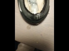 Big cumload in her nasty black old Skool Vans