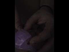 Oozy precum chastity cage release for my sissy