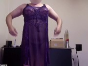 Preview 5 of Fake Boobs FF-Cup: Long thin purple dress and my enourmous strapon tits. (no audio) Tobi00815 (047)