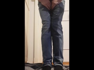 old young, male pissing, wetting jeans, piss jeans