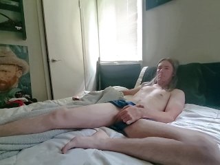 masturbate, male, cum, bed
