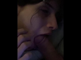 vertical video, sexy blowjob, milf, brunette