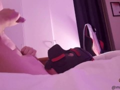pupper gets a self facial of cum