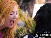 Preview 1 of LEZ BE BAD - Big-Titted Neighbors Lauren Phillips & Mona Azar Use A Dildo During Rough Secret Affair