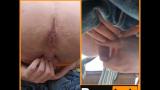 Dual view pissing and farting reverse view