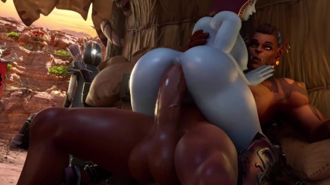 Sylvanas Windrunner takes giant orc dick up her fat ass