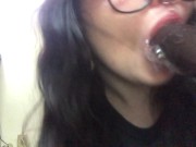 Preview 5 of Sloppy head spit bubbles on dildo