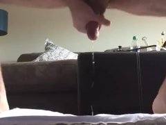 Nice big cumshot ropes while squatting