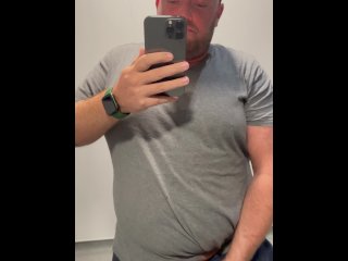 Horny dad shoots his cum in the gym with his massive cock