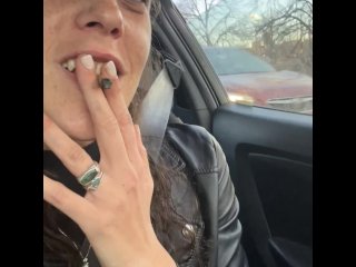 solo female, verified amateurs, car, smoking