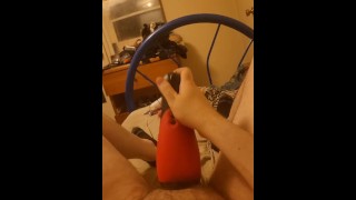 Jerking off with a blowjob toy