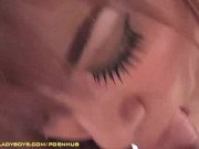 Preview 2 of Redhead ladyboy in tight dress gets fucked hardcore till double cumshot